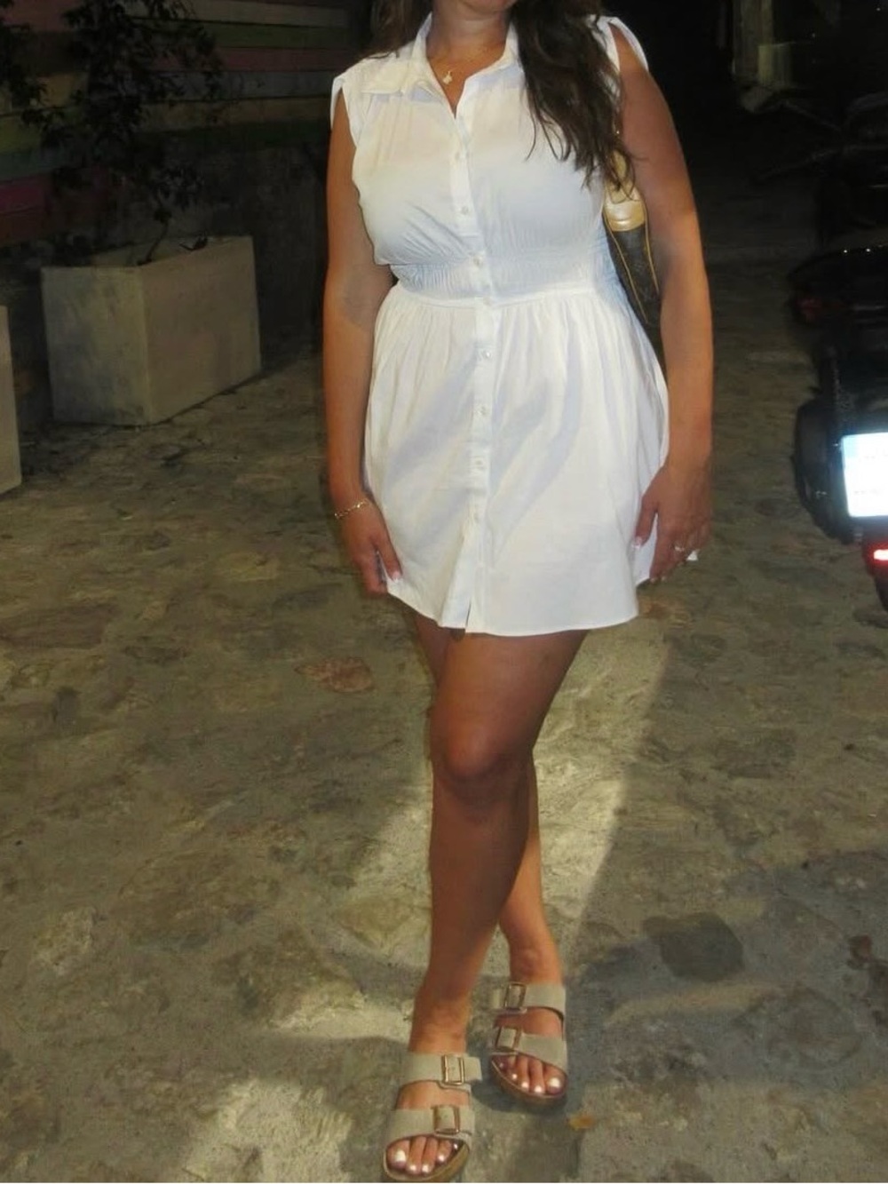 Zara White Sleeveless Button-Front Mini Dress